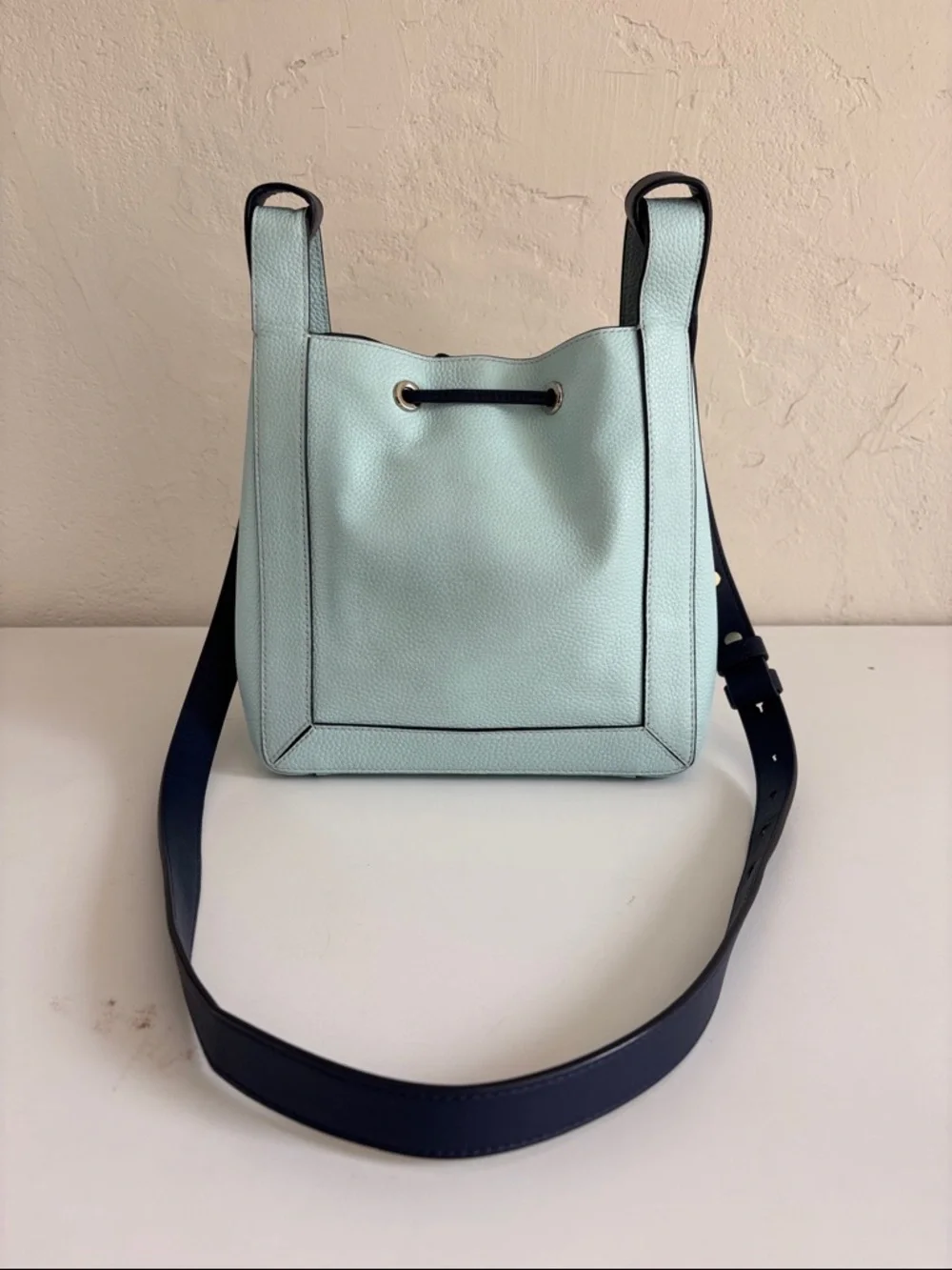 kate spade Mint and Black‎ Leather Drawstring Shoulder Bag
